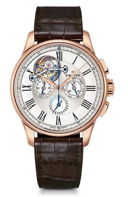 Review Replica Zenith Academy Tourbillon Perpetual Calendar 18.2250.4033/01.C713 Pink Gold - Alligator Bracelet - Click Image to Close